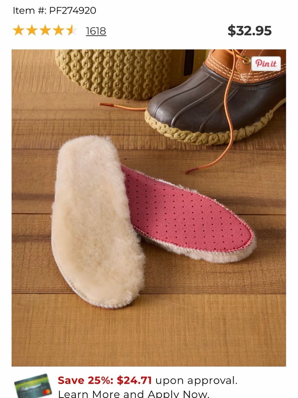 EUC LL Bean Shearling Insoles, size 5-5.5 M, 7-7.5 W